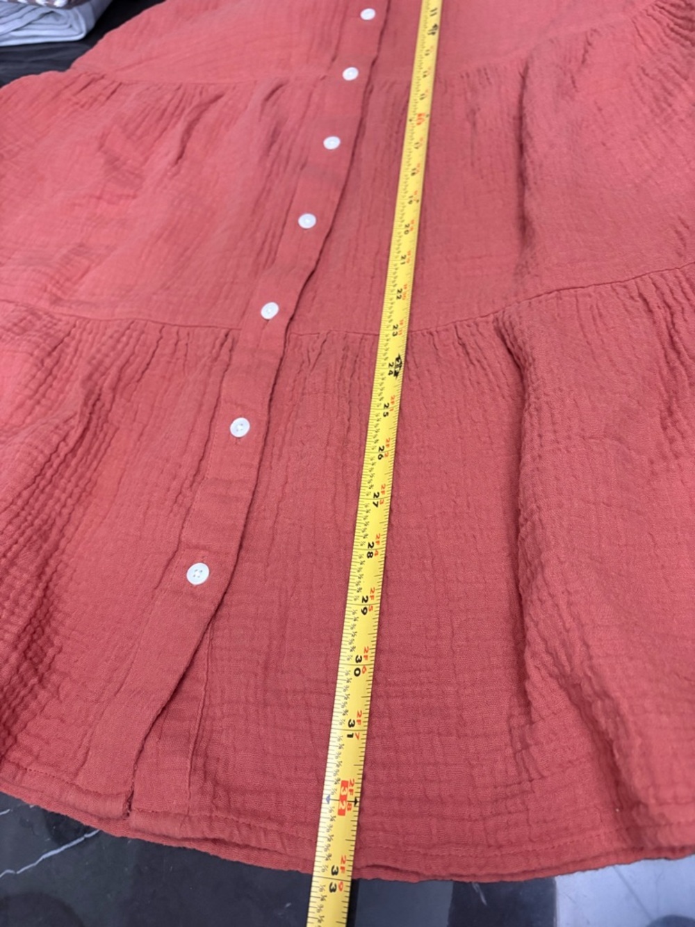 Madewell Lightspun Cuff-Sleeve Button-Front Tiered Mini Dress Boho Size Medium - Picture 11 of 11